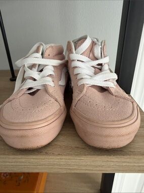 Vans Pink Suede High-Top Sneakers with White Laces